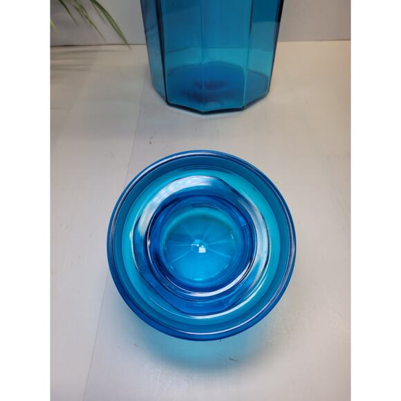 Vintage Paneled Canister, Retro Blue Smith Glass, Extra Large 11-1/2" - Picture 2 of 5